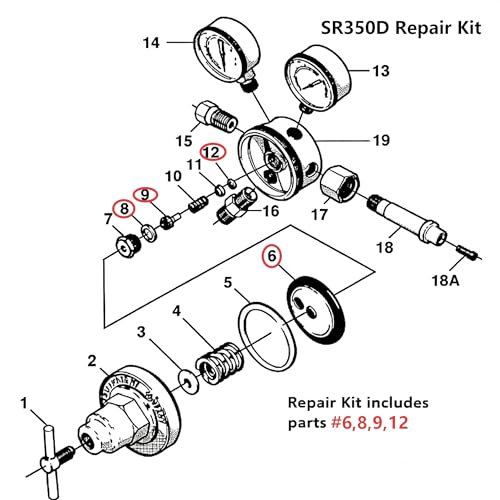 SR350D Oxygen Regulator Repair Kit compatible with Victor Rebuild Parts Kit with Diaphragm by Creative.C - Image 4