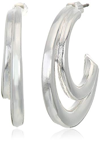 Napier Women's Silver Tone Small C Hoop Earrings, One Size