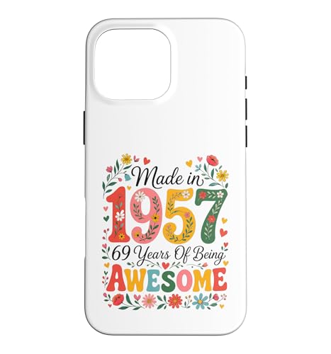 69 Year Old Made in 1957 Retro Floral 69th Birthday Women �X�}�z�P�[�X iPhone 16 Pro Max �p