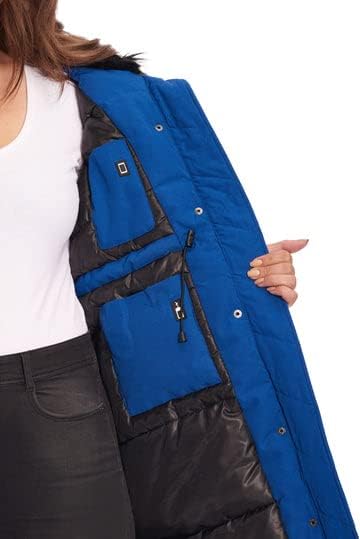 ALPINE NORTH Women’s Navy Vegan Down Long Parka Jacket (Plus Size) - Water Repellent, Windproof, Insulated Winter Coat with Faux Fur Hood