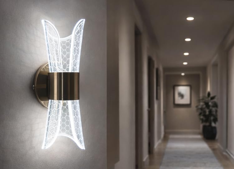 Image of blissbells Crystal Wall Light, LED Decorative Sconce (Honeybee Print Hourglass Sconce)