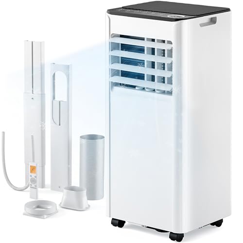 EUHOMY 10,000 BTU Portable Air Conditioner, 3-in-1 Portable AC Unit with Cools, Dehumidifier, Fan, 50 dB Sleep Mode, Cools 450 Sq.Ft. with 400 CFM Airflow, Installation Kit for Bedroom, Livingroom