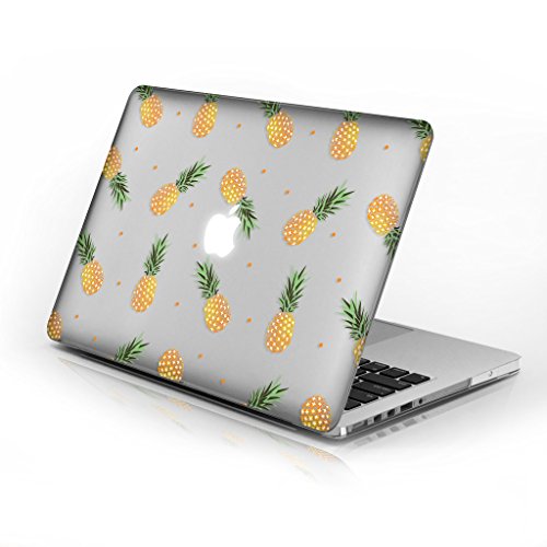 Rubberized Hard Case for MacBook Air 13 Inch Model Number A1369 and A1466, Pineapples Design with Clear Bottom case, Come with Keyboard Cover