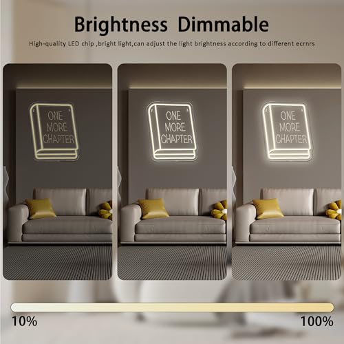 Image of One More Chapter Neon Sign, Reading Neon Light Book LED Inspirational USB Powered Sign, for Student Dormitory Classroom Library Bedroom Dormitory Office, Birthday Gifts(11.8 * 10.2 In)