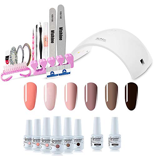 Kit Complet Vernis Semi Permanent avec LED Lampe 36W Séchoirs à ongles, 6 Flacons Vernis Gels, Top Base Coat, Complet Manucure Outils Accessoires Nail Art Kit Débutants by Vishine #008 Cover