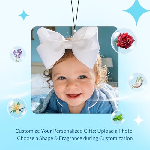 Image of Custom Air Fresheners with Picture for Car | Personalized Photo Gifts; Double-Sided Print; Hanging Ornament; Scent Choice Available; Square Shape