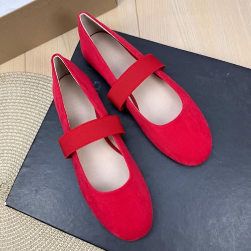 WENJIAZHIZHI Women's Round Toe Ballet Flats Lightweight Office Flats Dressy Comfort Shoes Ankle Strap Flat Shoes2