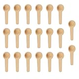 OUPADOS 20 cucchiaini da cucina rotondi in legno, piccoli cucchiai di legno con manico corto, mini cucchiai di legno per spezie, miele, caffè, sale, barattoli di marmellata, zucchero, bambini (6,8 x