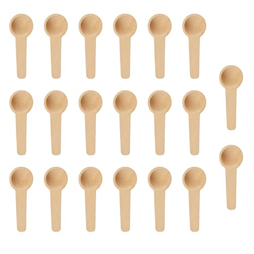 OUPADOS 20 cucharas pequeñas redondas de cocina de madera, pequeñas cucharas de madera con mango corto, mini cucharas de madera para especias, miel, café, sal, tarros de mermelada, azúcar, niños (6,8
