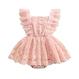Newborn Baby Girl Romper Dress Toddler Sleeveless Lace Floral Romper Bodysuit Baby Girl Summer Clothes Outfits (Pink Lace, 0-3 Months)