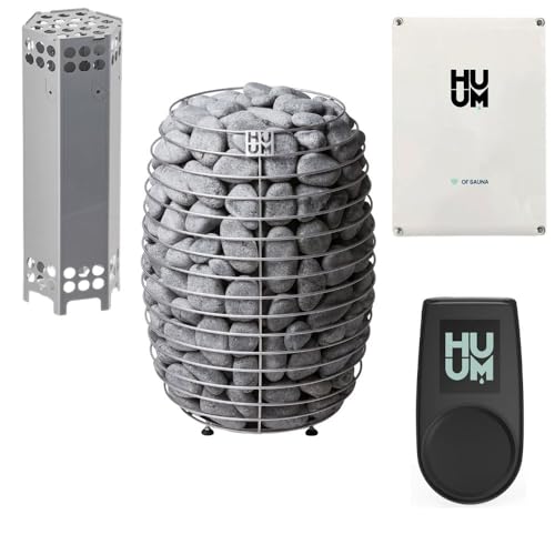 HUUM Hive 12 kW Sauna Heater with UKU Control- Black, 550 Pounds of Rounded Olivine Diabase Stones Included (Recommended for saunas Between 424-883 cu ft.)