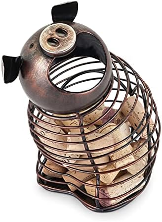 True Oink Pig Cork Holder, Stainless Steel with Rustic Finish, Set of 1