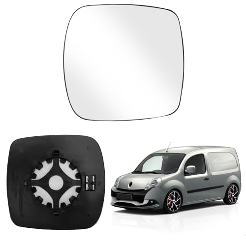 Verre de Rétroviseur Remplacement pour Renault Kangoo II 2007-2012, Rétroviseur Extérieur Chauffant Verre de Rétroviseur Sphérique Gauche ou Droit (Gauche)