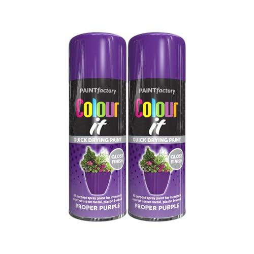 YSAMAX All Purpose Purple Spray Paint, Gloss Finish, Aerosol Form, Fast-Drying Formula, Both Indoor And Outdoor Conditions, Long-Lasting Performance, 250ML, (2PCS)
