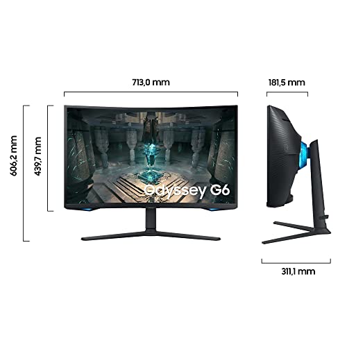 Samsung Odyssey G65B Smart Gaming Monitor S32BG650EU, 32 Zoll, VA-Panel, WQHD-Auflösung, AMD FreeSync Premium Pro, 1000R Bildschirmkrümmung, 1 ms (G/G) Reaktionszeit, Bildwiederholrate 240 Hz, Schwarz – Bild 3