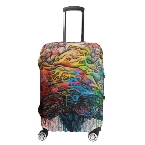 Luggage Cover Elastic Suitcase Cover Protector Washable Travel Baggage Covers Geometry Brain Image Luggage Covers Carry On Luggage Protector Anti-scratch 19-32 Inch M
