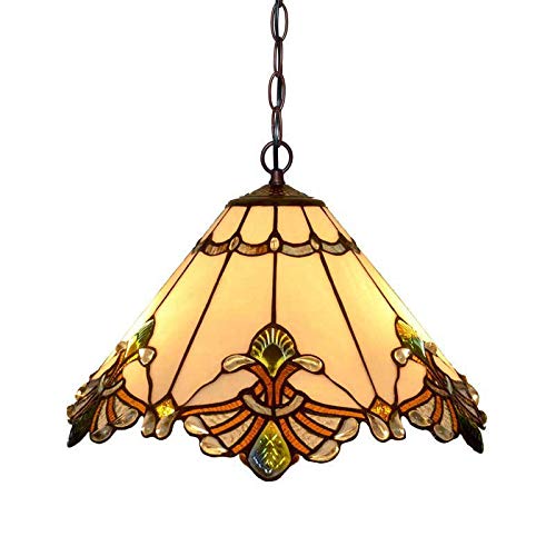 Lampe suspension Tiffany salon lustre vitrail rétro ambiance chaleureuse