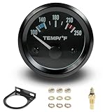 Onrlid Water Temp Gauge Universal 2'/52mm Temperature Gauge 100-250℉ Automotive Water Temperature Gauges with LED Backlight DC 12V Automotive Gauges for Cars Trucks Vehicles Ships