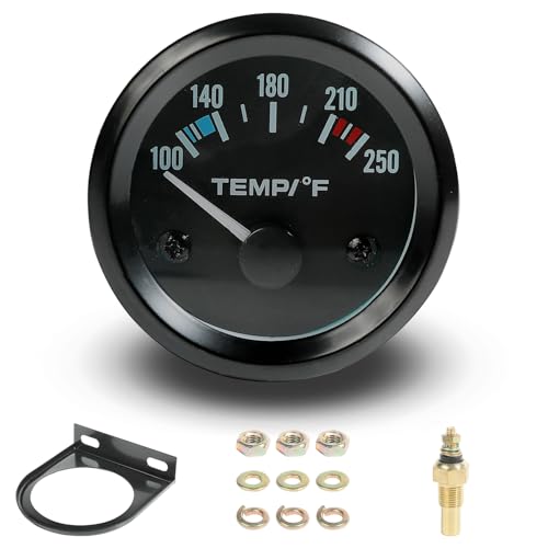 Onrlid Water Temp Gauge Universal 2/52mm Temperature Gauge 100-250 Automotive Water Temperature Gauges with LED Backlight DC 12V Automotive Gauges for Cars Trucks Vehicles Ships