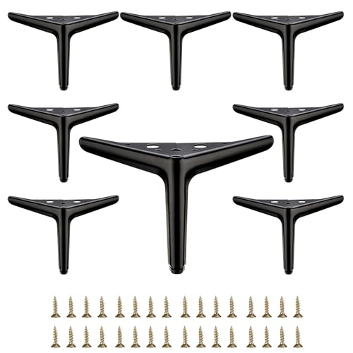 Smaxcn 4 3/4 inch/12cm Matte Black Metal Furniture Legs Set of 8, DIY Replacement for Short Cabinet Legs, Sofa Legs, Small Dresser Legs