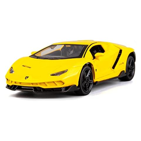 TGRCM-CZ Compatible for 1:32 Lamborghini LP770 Model Pull Back Car Toy car with Sound and Light for Kids Boy Girl, Metal Body, Door Opened, Yellow Cover