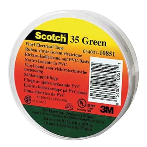 3M Electrical 500-10265 Vinyl Electrical Color Coding Tapes 35, Green