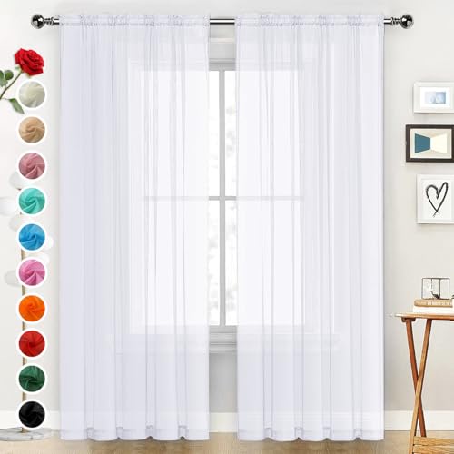 SpaceDresser Sheer Voile Window Treatment Rod Pocket Curtain Panels for