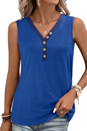 KISSMODA Womens Boho Tops for Summer Sleeveless Tanks Loose Fit Casual Blouse Daily Shirts for Leggings (S-3XL)