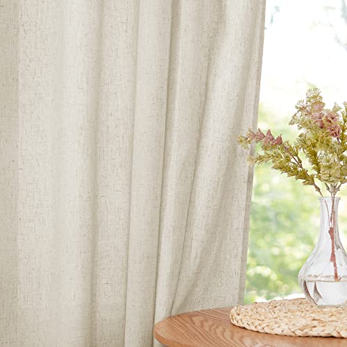 Stangh Natural Linen Bedroom Curtains - Half Window Privacy Drapes For Kitchen Bathroom, Back Tab Lightweight Airy Linen Sheer Curtains For French Door Cabinet Closet, W55 X L54, 2 Panels #TOP1