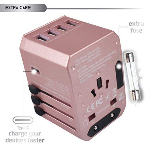 Power Plug Adapter - International Travel (W/5 Usb Ports And Usb Type C)- Work 150+ Countries - 220 Volt Adapter - Travel Adapter - Type C A G I A/C - Uk Japan China Europe #TOP4
