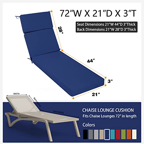 Idee-Home Chaise Lounge Cushions Outdoor Furniture, Patio Cushions Lounge Outside Chair Cushions Weather Resistant Lounge Chair Cushion Outdoor Cushions For Lawn Pool Cushions, 72In.l X 21In.w X 3In.d #TOP1