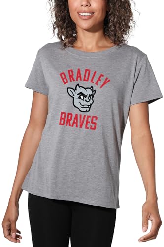 Bradley University Official Braves Logo Women's Loose T-Shirt, Athletic Heather, X-Large