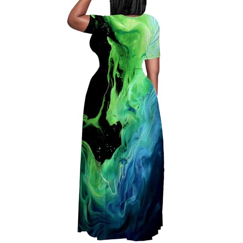 Image of SUZONANA Plus Size Dresses for Women Summer Casual Maxi Dress Short Sleeve Loose Vacation Dress