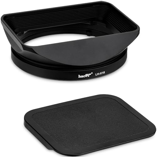 Haoge LH-X18 Bayoneta Sombrilla Metálica Cuadrada para Lente con Tapa para Fujifilm XF16-55mmF2.8 R LM WR II Fuji Fujinon XF 16-80mm F4 R OIS WR miniatura 1