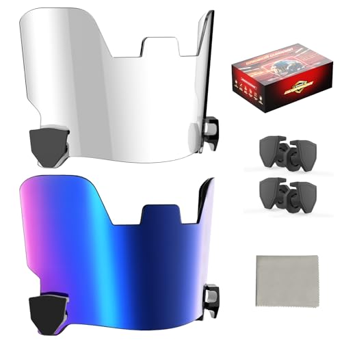 ROMRLD NFHS Approved Football Helmet Visor 2-Pack - Shatterproof Protective Shields for Day & Night Play | Neon Blue & Clear Combo, Universal Fit