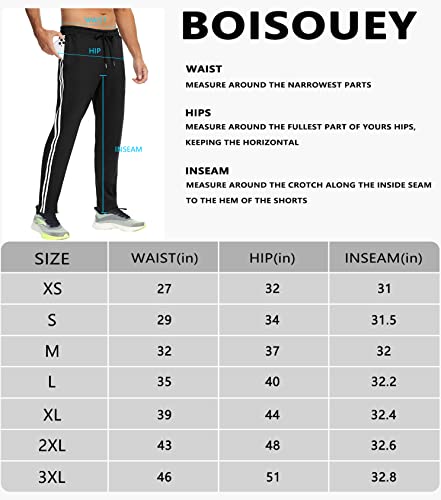 Boisouey Men's Sweatpants With Zipper Pockets Athletic Pants Traning Track Pants Joggers For Men Soccer, Running, Workout (W-White/Black, Small) #TOP6