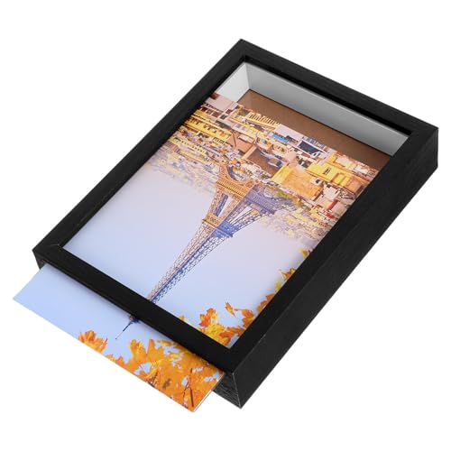 Caja de almacenamiento oculta de madera con marco de fotos para oficina