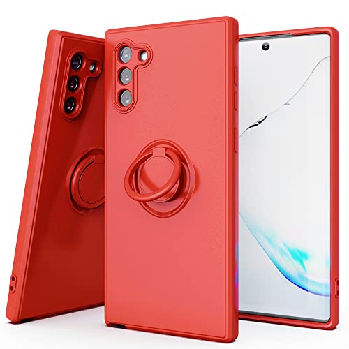 Image of YmhxcY Note 10 Case,Galaxy Note 10 Case,360°Ring Holder Slim Silicone Soft Rubber Hybrid Hard Protection Shockproof Bumper Non-Slip Cover for Samsung Galaxy Note 10 6.3" D-Red
