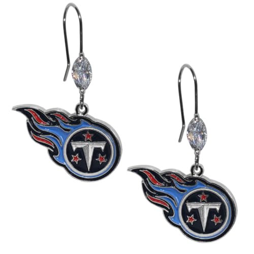 Siskiyou Sports NFL Womens Tennessee Titans Crystal Dangle Earrings One Size Team Color, white