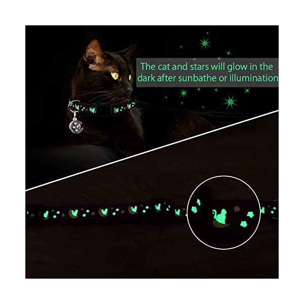 2PCS Breakaway Cats Collars with Bell Moons Stars Adjustable Kitten