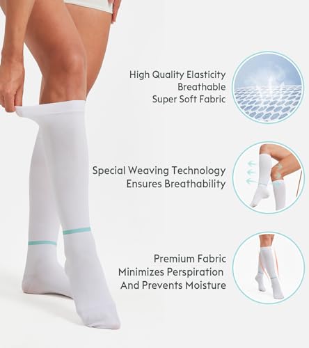 Image of Anti Embolism Medical Grade Knee High Compression Stockings, Plus Size 3XL Extra Wide Calf TED Hose Socks, for Post-Surgery Recovery, Swelling During Pregnancy, Home Care, Travel & Daily Walking