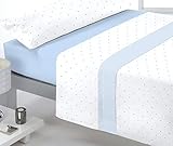  Reig Marti Juego DE SÁBANAS Franela ALGODÓN 100% Modelo: Brest, Color: 03 Azul, para Cama DE 150cm.