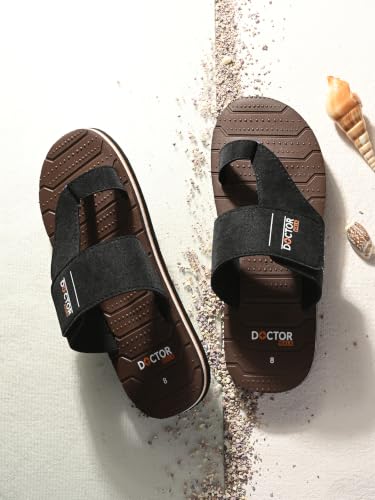 Image of Doctor Walk Men's Ortho Comfort Toe-Ring Slippers | Lightweight Non-Slip Cushioned Daily Wear Casual Sandals & Chappal for Men Extra Soft