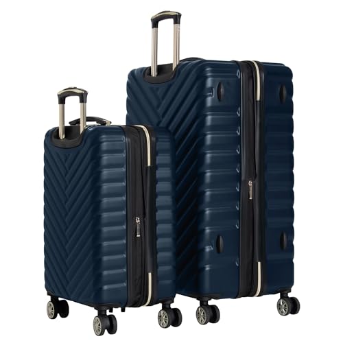 Image of KENNETH COLE Reaction Madison Square Hardside Chevron Expandable Luggage, Navy, 2-Piece Set (20 inch & 28 inch), Madison Square Hardside Chevron Expandable Luggage