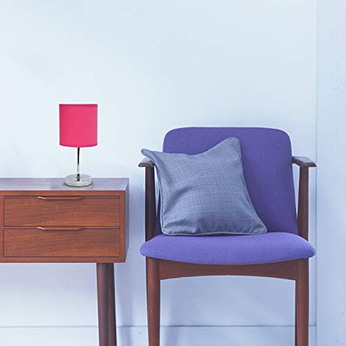 Simple Designs Lt2007-Hpk Chrome Mini Basic Table Lamp With Fabric Shade, Hot Pink #TOP5