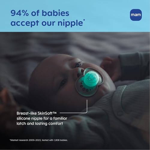 Image of MAM Original Baby Pacifiers 6-16 Months, Glows in The Dark, 2 Count (Pack of 12)