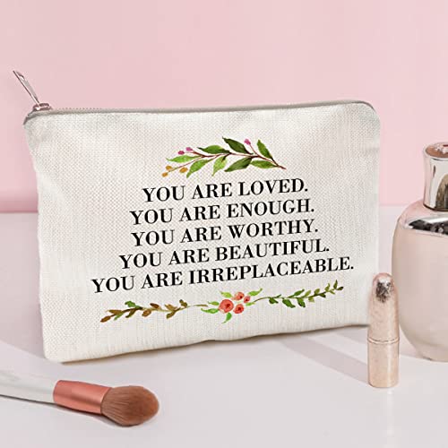 You Are Loved You Are Enough Makeup Case Self-Worth Cosmetic Bag Positive Affirmation Toiletry Bag Gift Motivation Quotes Sister Gift #TOP1