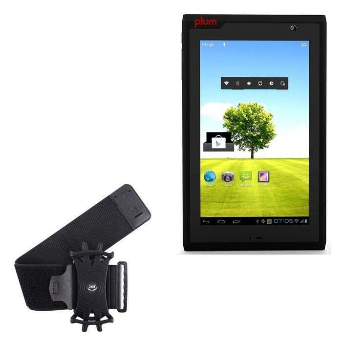 BoxWave Holster Compatible with Plum Debut - ActiveStretch Sport Armband, Adjustable Armband for Workout and Running - Jet Black