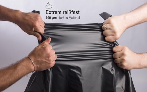 TSP Schwerlast Müllsäcke 120L - aus mind. 90% Post-Consumer-Abfällen (PE) - Blauer Engel zertifiziert - extrem reißfest - 15er Rolle – unsere stärksten (100 μm) - ideal für besonders schwere Abfälle