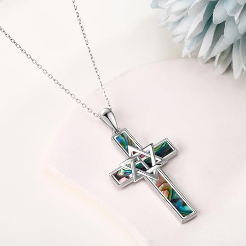 YFN Sterling Silver Star of David Cross Tree of Life Pendant Necklace Jewish Judeo Christian Religious Jewelry for Women Men3